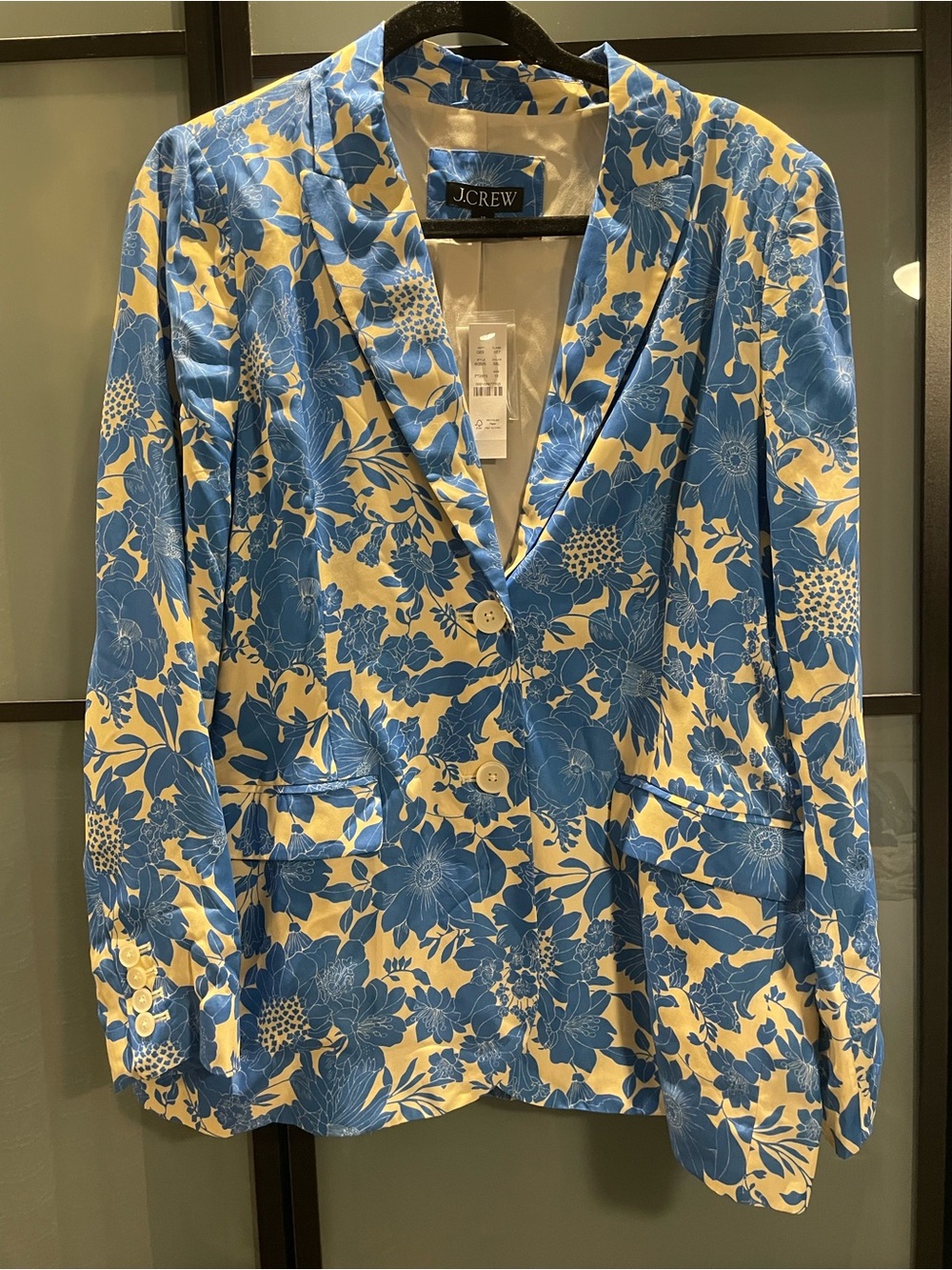 J. Crew Blue Floral Blazer on Cream